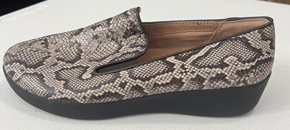 Fitflop Superskate Women's Slip On Loafers Shoes Snake Print L78-585 Size 8.5